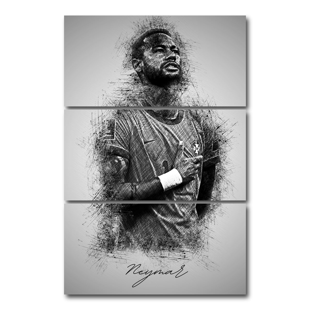 AUTO-MOCKUP WHITE | Neymar 2 | 3 Piece | Gallery Wrap Canvas | group=12x24_stacked