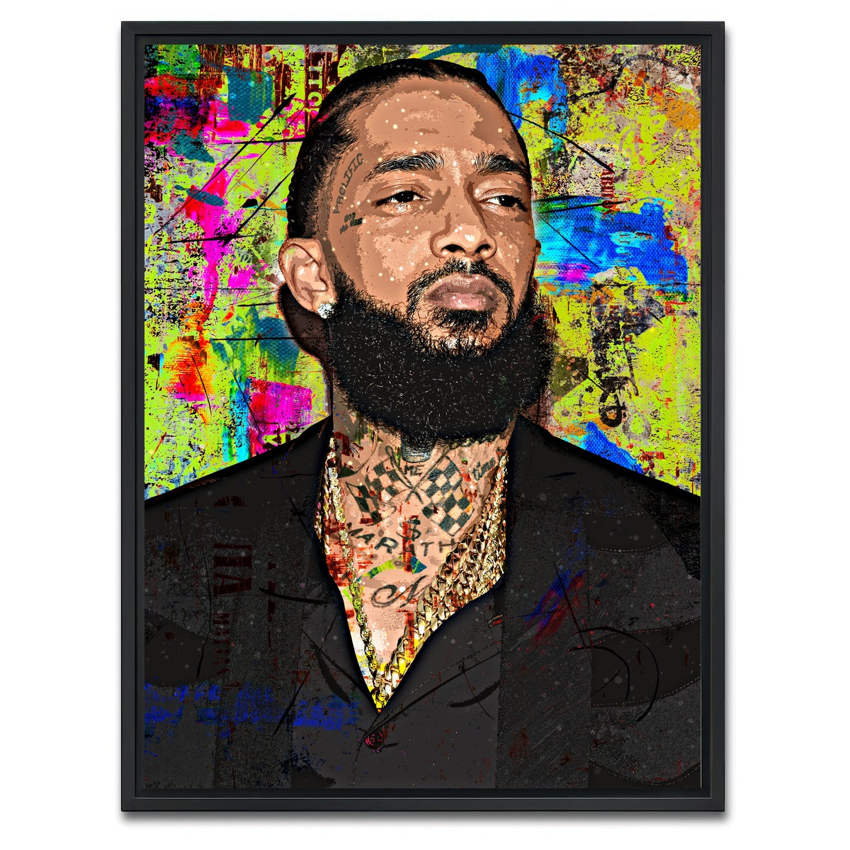 AUTO-MOCKUP WHITE | Nipsey Hussle | 1 Piece | Black Framed Canvas | group=3x4