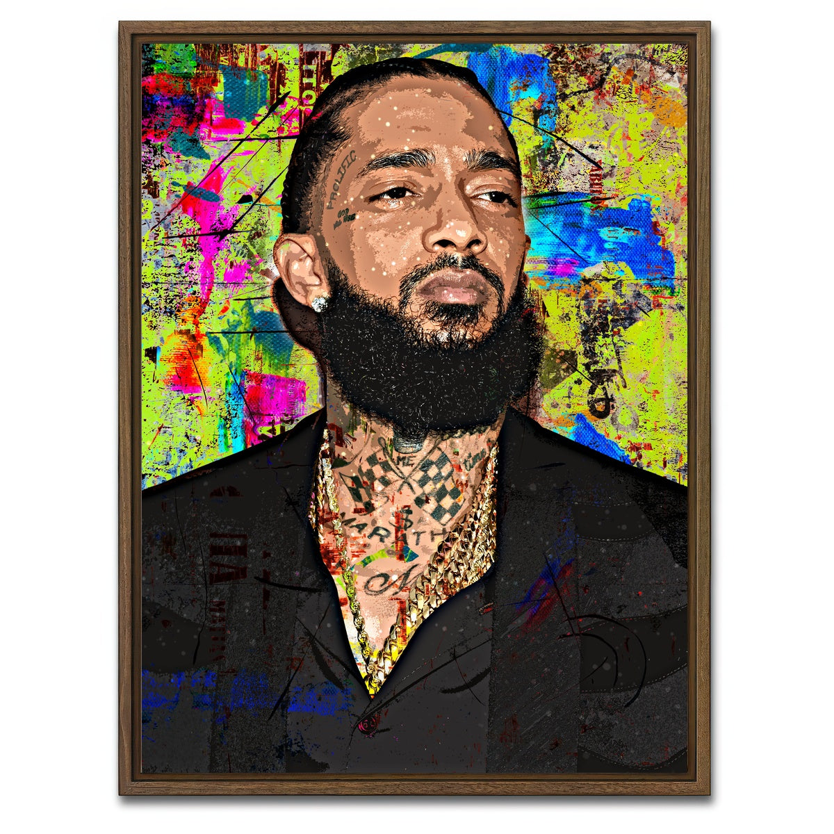AUTO-MOCKUP WHITE | Nipsey Hussle | 1 Piece | Walnut Framed Canvas | group=3x4