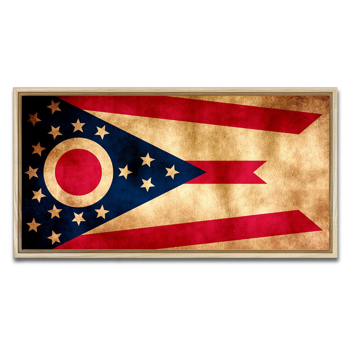 AUTO-MOCKUP WHITE | Ohio State Flag Grunge | 1 Piece | Natural Framed Canvas | group=2x1