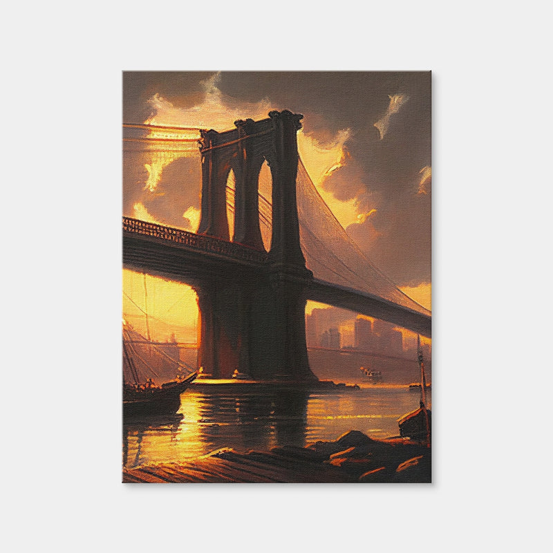 AUTO-MOCKUP WHITE | Old Brooklyn Bridge at Dusk | 1 Piece | Gallery Wrap | group=3x4