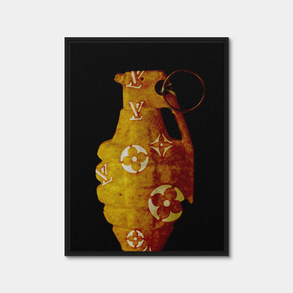 Old Gold LV Grenade Wall Art — Framed Canvas Format preview