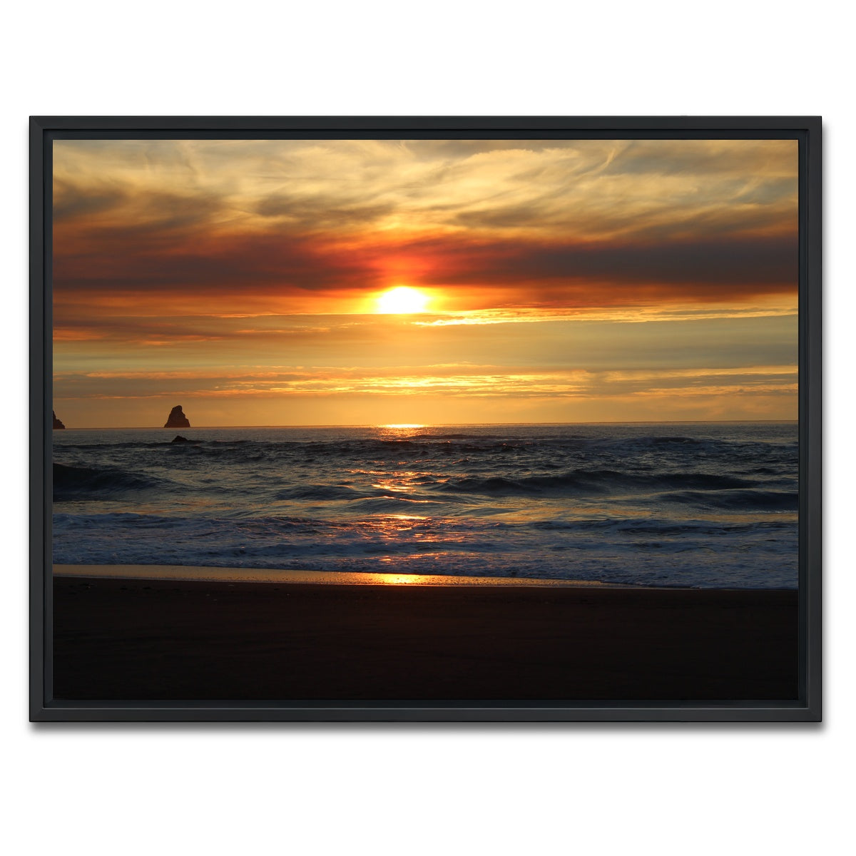 AUTO-MOCKUP WHITE | Oregon Coast Sunset | 1 Piece | Black Framed Canvas | group=4x3