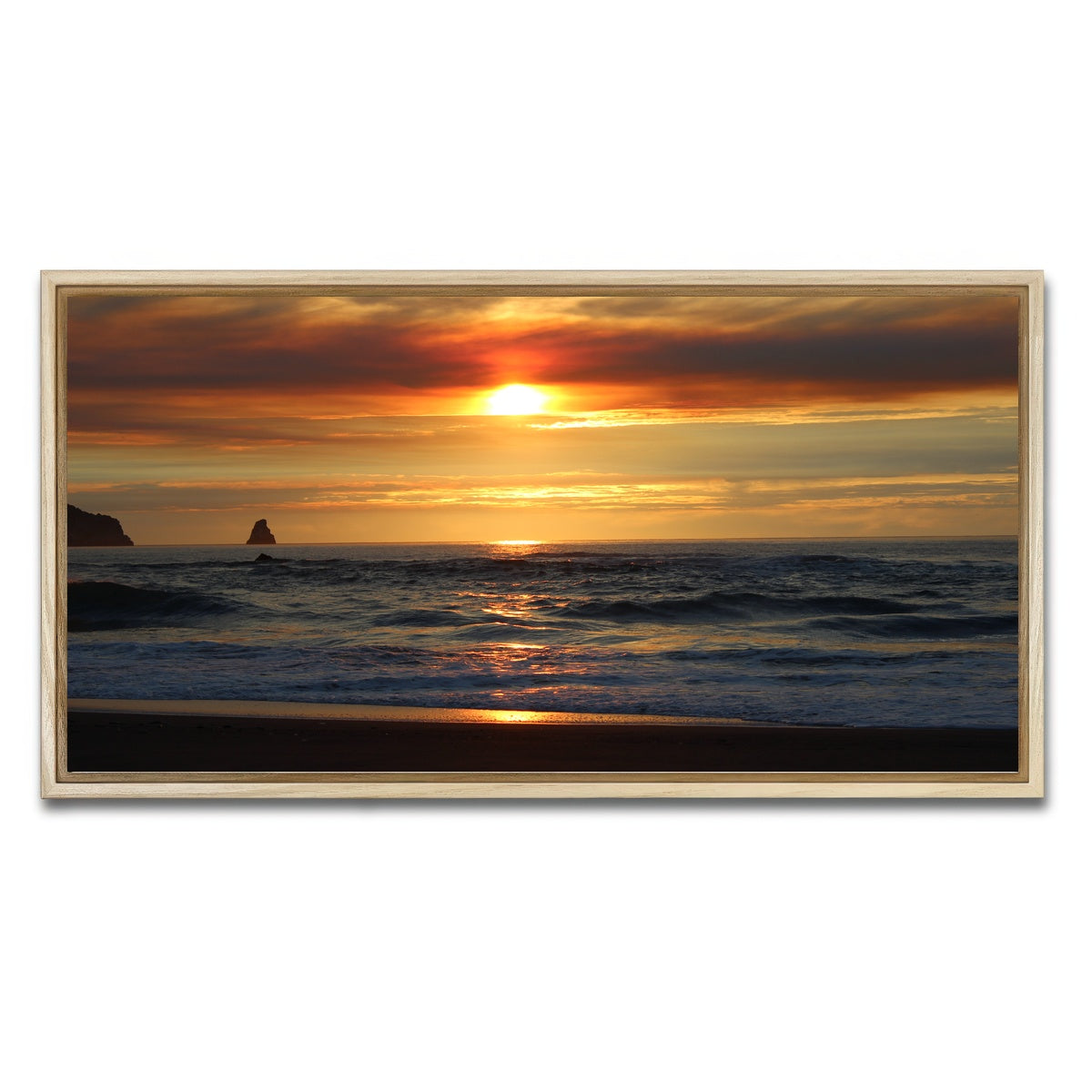AUTO-MOCKUP WHITE | Oregon Coast Sunset | 1 Piece | Natural Framed Canvas | group=2x1