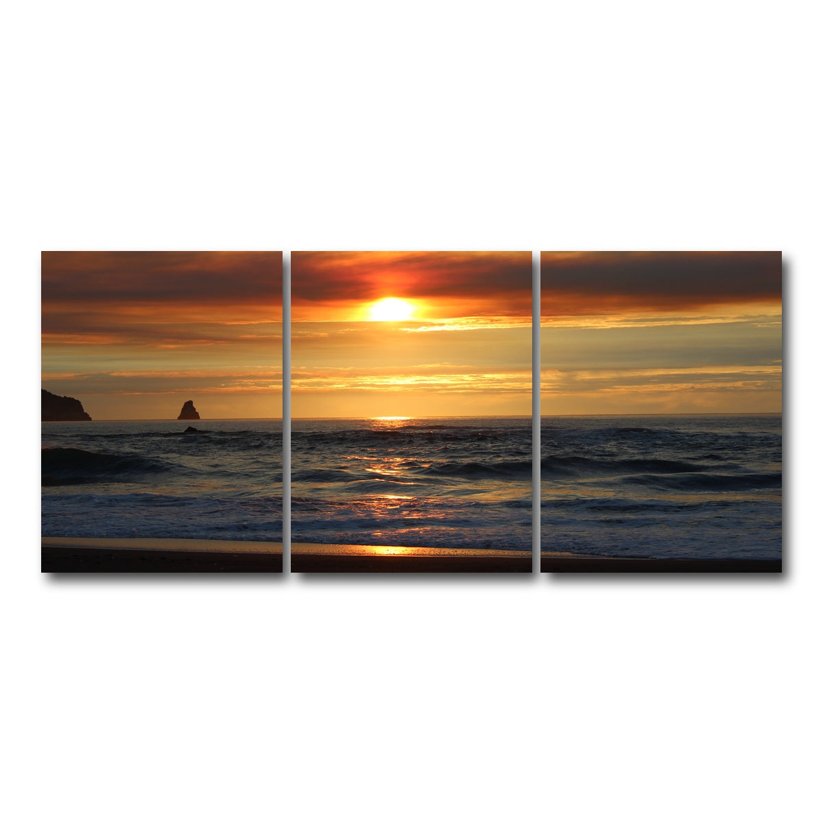 AUTO-MOCKUP WHITE | Oregon Coast Sunset | 3 Piece | Gallery Wrap Canvas | group=18x24