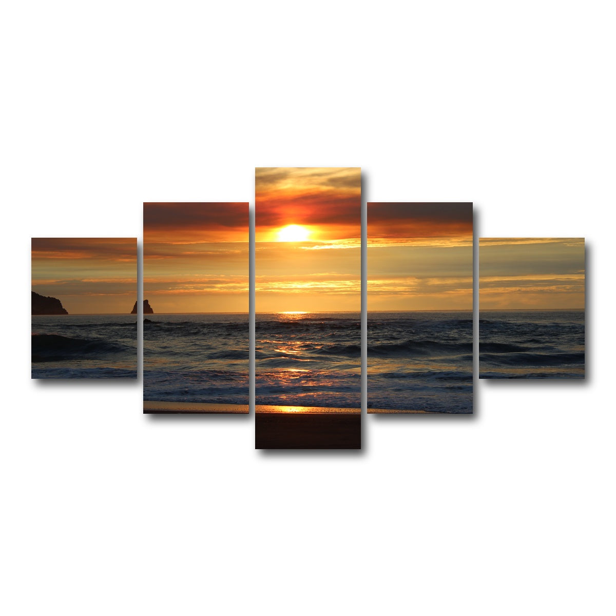 AUTO-MOCKUP WHITE | Oregon Coast Sunset | 5 Piece | Gallery Wrap Canvas | group=5_short