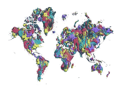 POP ART World Map - White Wall Art