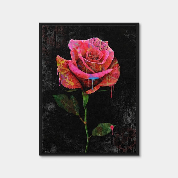 Paint Drip Rose Wall Art — Framed Canvas Format preview