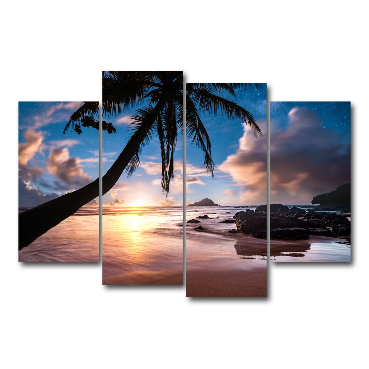 AUTO-MOCKUP WHITE | Palm Tree Beach | 4 Piece | Gallery Wrap Canvas | group=4_short