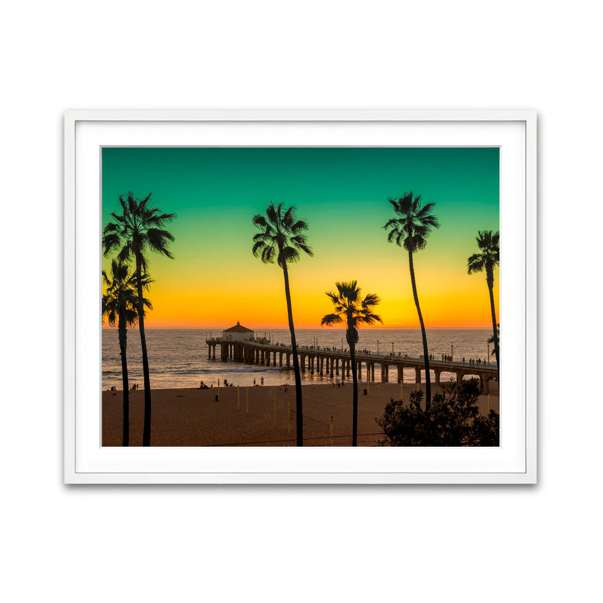 Palm Trees and Pier on Manhattan Beach Wall Art