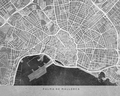 Palma De Mallorca Map 2 Wall Art
