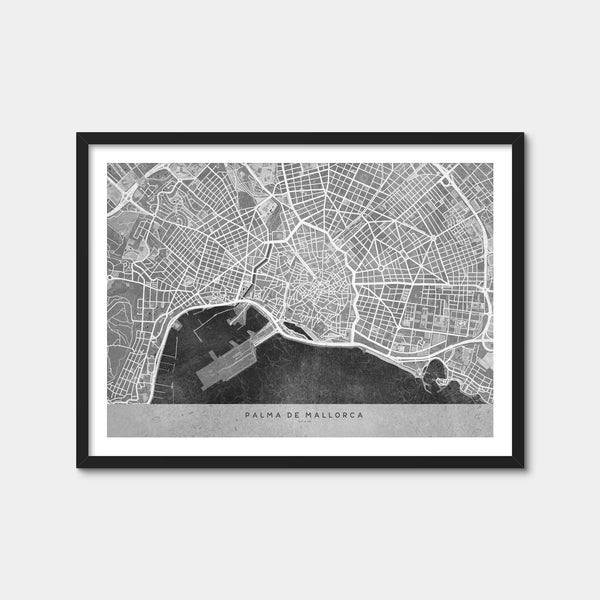 Palma De Mallorca Map 2 Wall Art — Framed Print Format preview