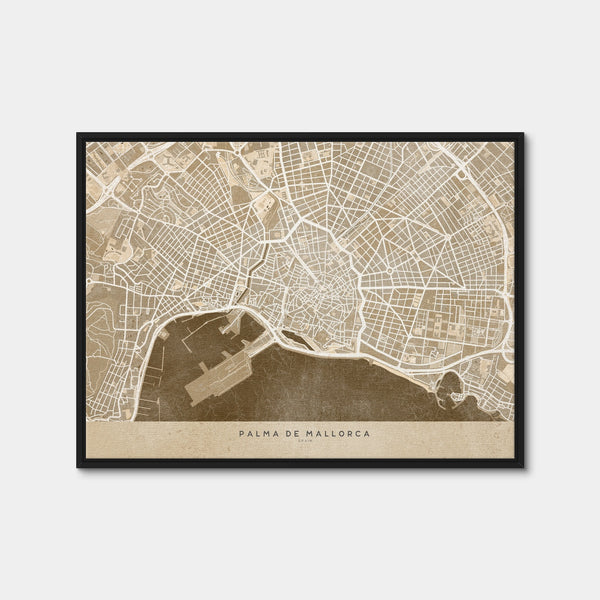 Palma De Mallorca Map Wall Art — Framed Canvas Format preview