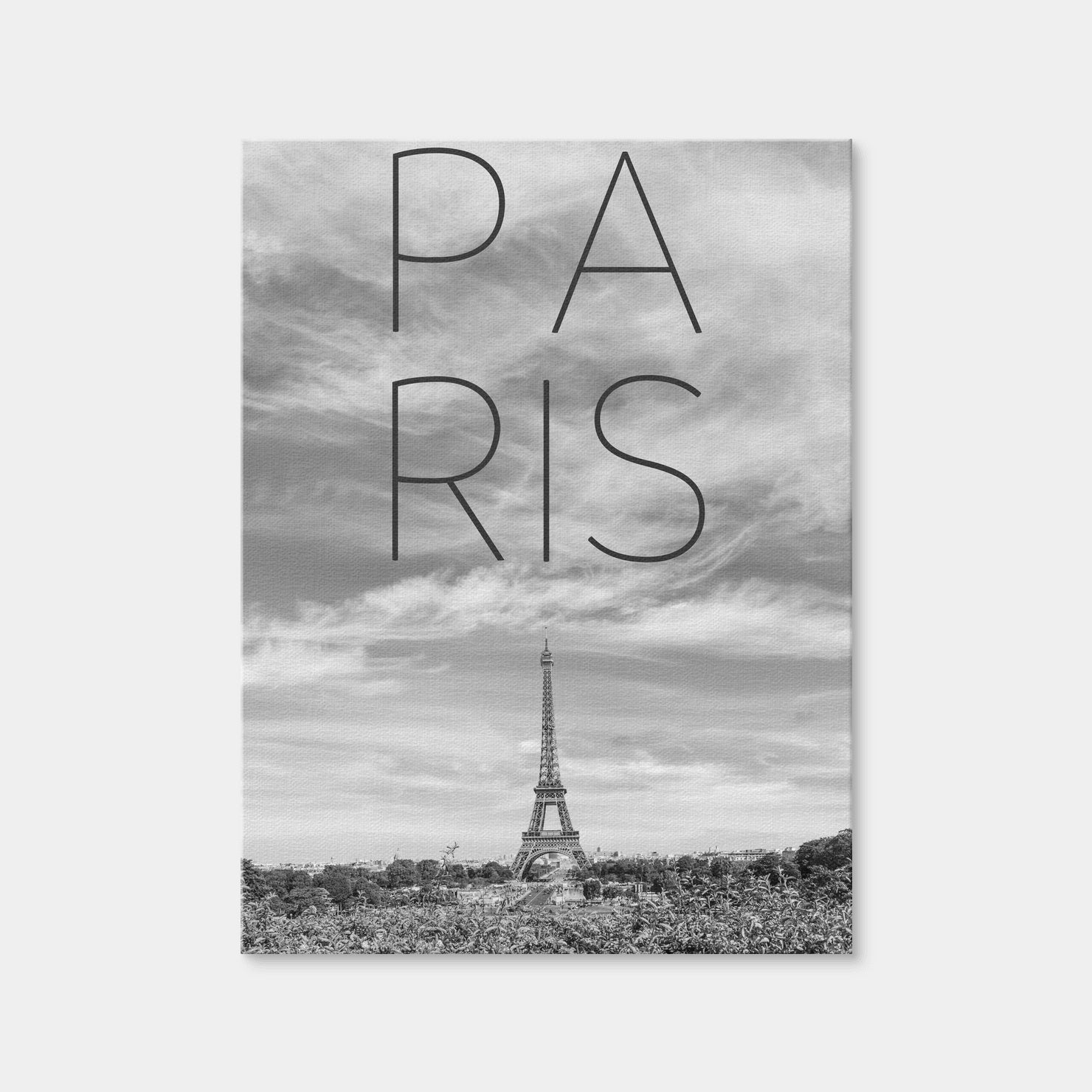 AUTO-MOCKUP WHITE | Paris Eiffel Tower Text | 1 Piece | Gallery Wrap Canvas | group=3x4