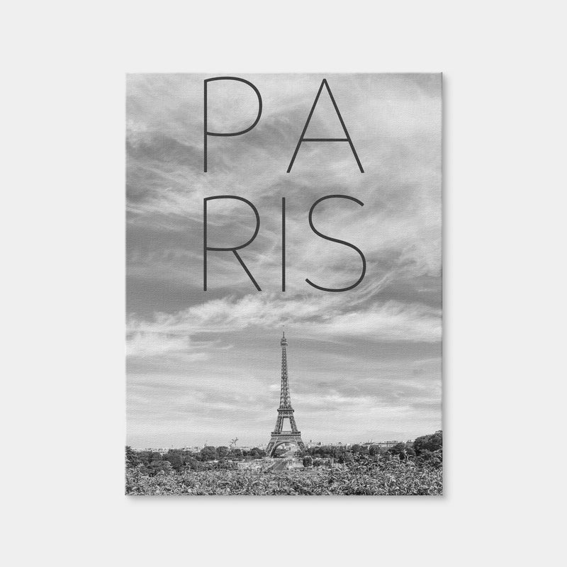 AUTO-MOCKUP WHITE | Paris Eiffel Tower Text | 1 Piece | Gallery Wrap Canvas | group=3x4