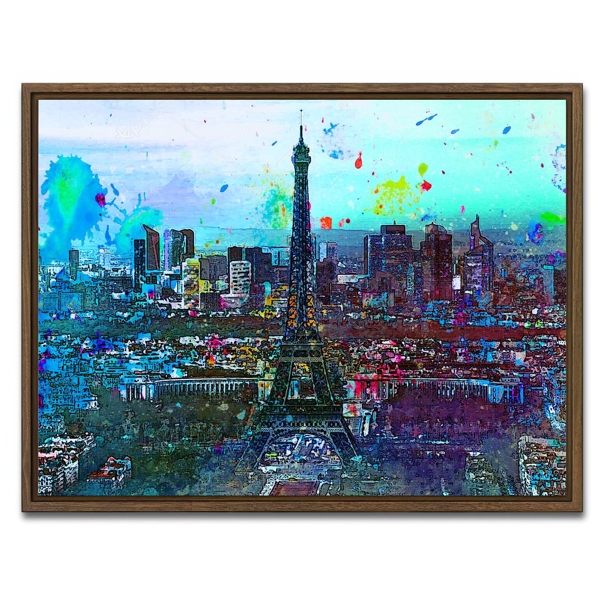 AUTO-MOCKUP WHITE | Paris Skyline | 1 Piece | Walnut Framed Canvas | group=4x3