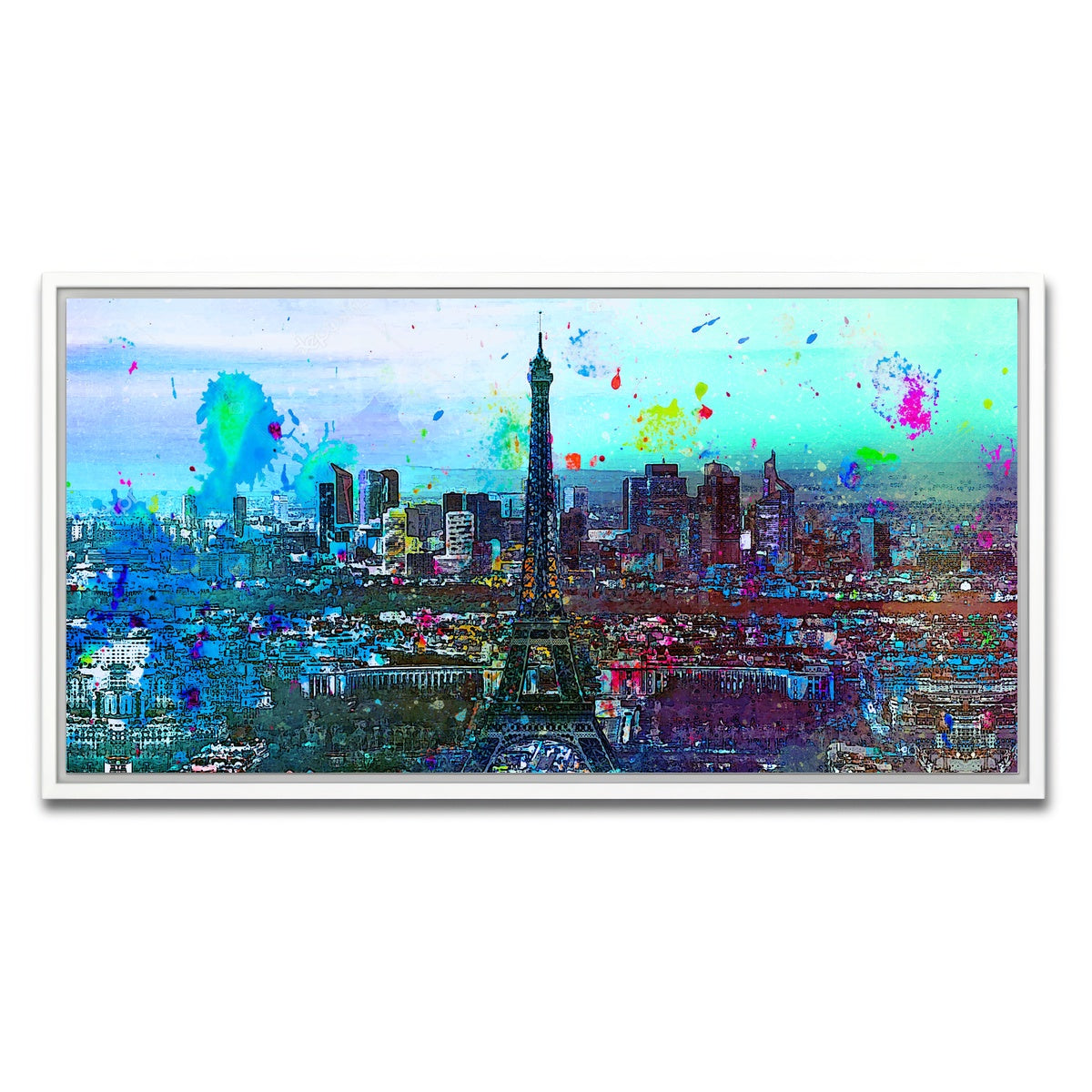 AUTO-MOCKUP WHITE | Paris Skyline | 1 Piece | White Framed Canvas | group=2x1