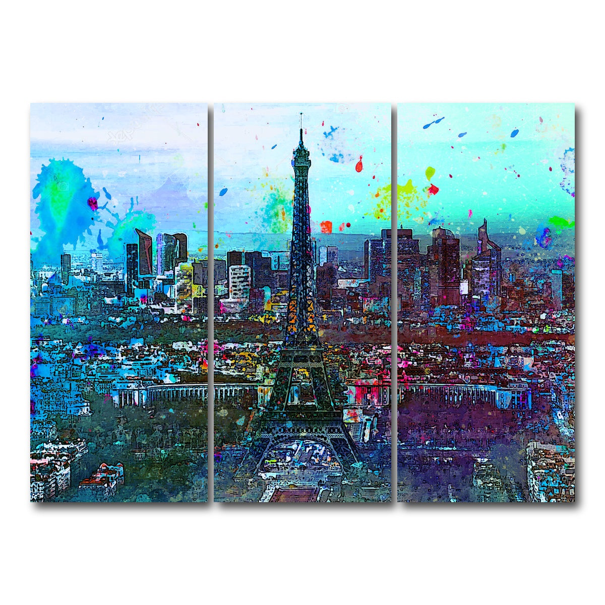 AUTO-MOCKUP WHITE | Paris Skyline | 3 Piece | Gallery Wrap Canvas | group=8x18