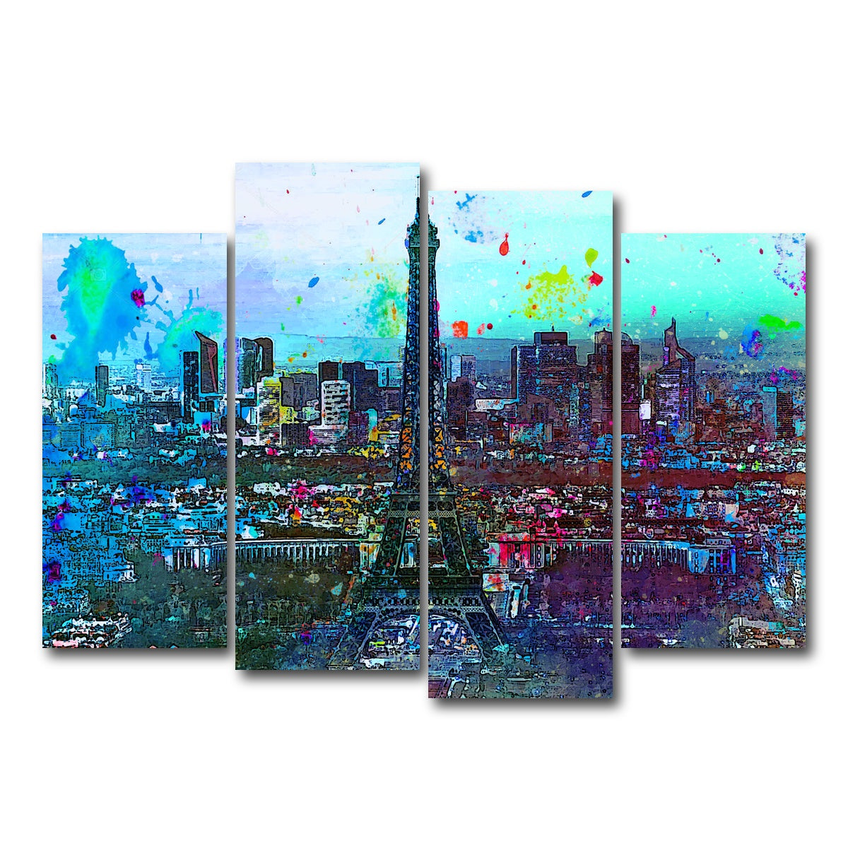 AUTO-MOCKUP WHITE | Paris Skyline | 4 Piece | Gallery Wrap Canvas | group=4_normal