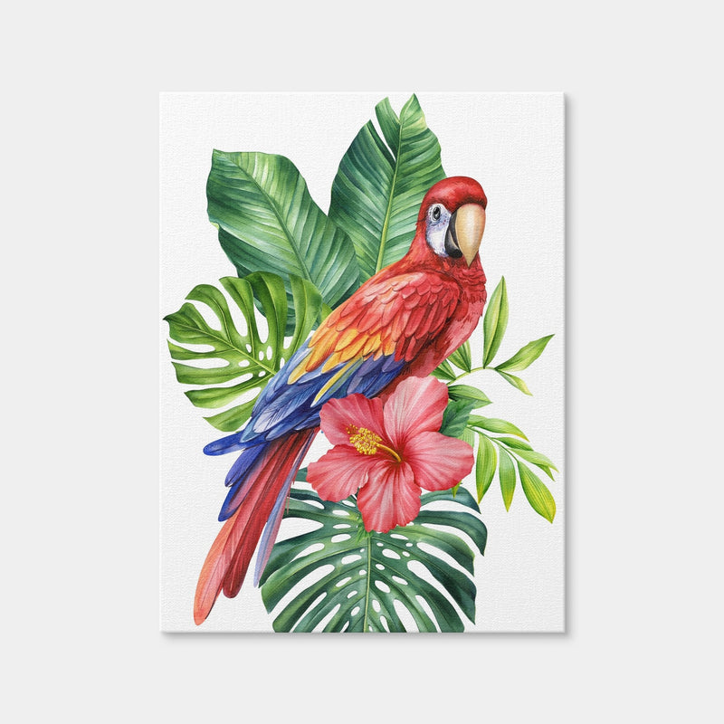 AUTO-MOCKUP WHITE | Parrot With Tropical Flowers | 1 Piece | Gallery Wrap | group=3x4