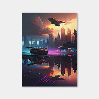 AUTO-MOCKUP WHITE | Patrol Over the Cyber Metropolis | 1 Piece | Gallery Wrap Canvas | group=3x4