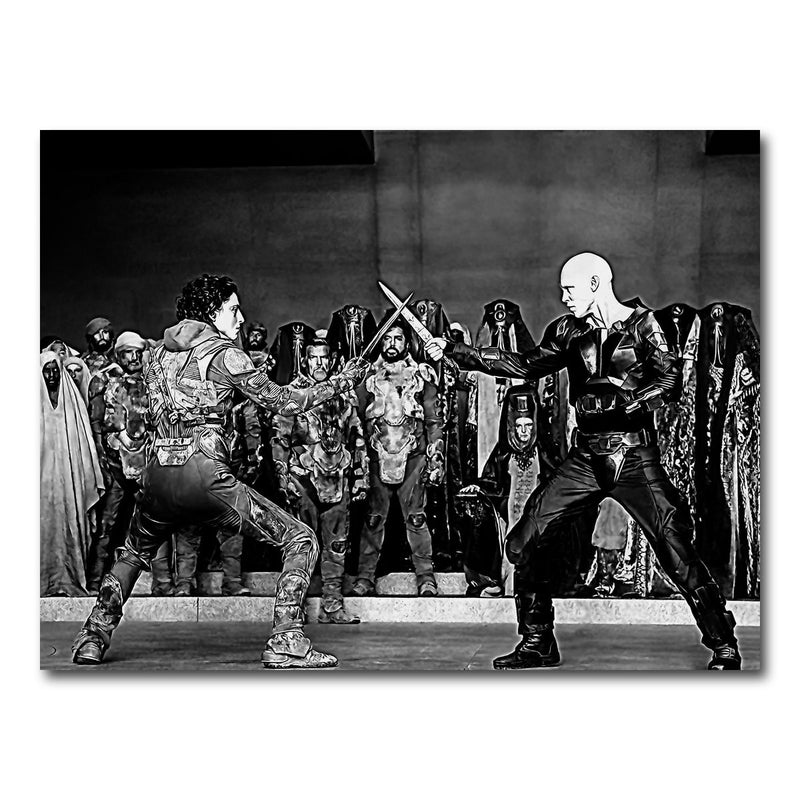 Paul Vs. Feyd Rautha Grayscale Wall Art