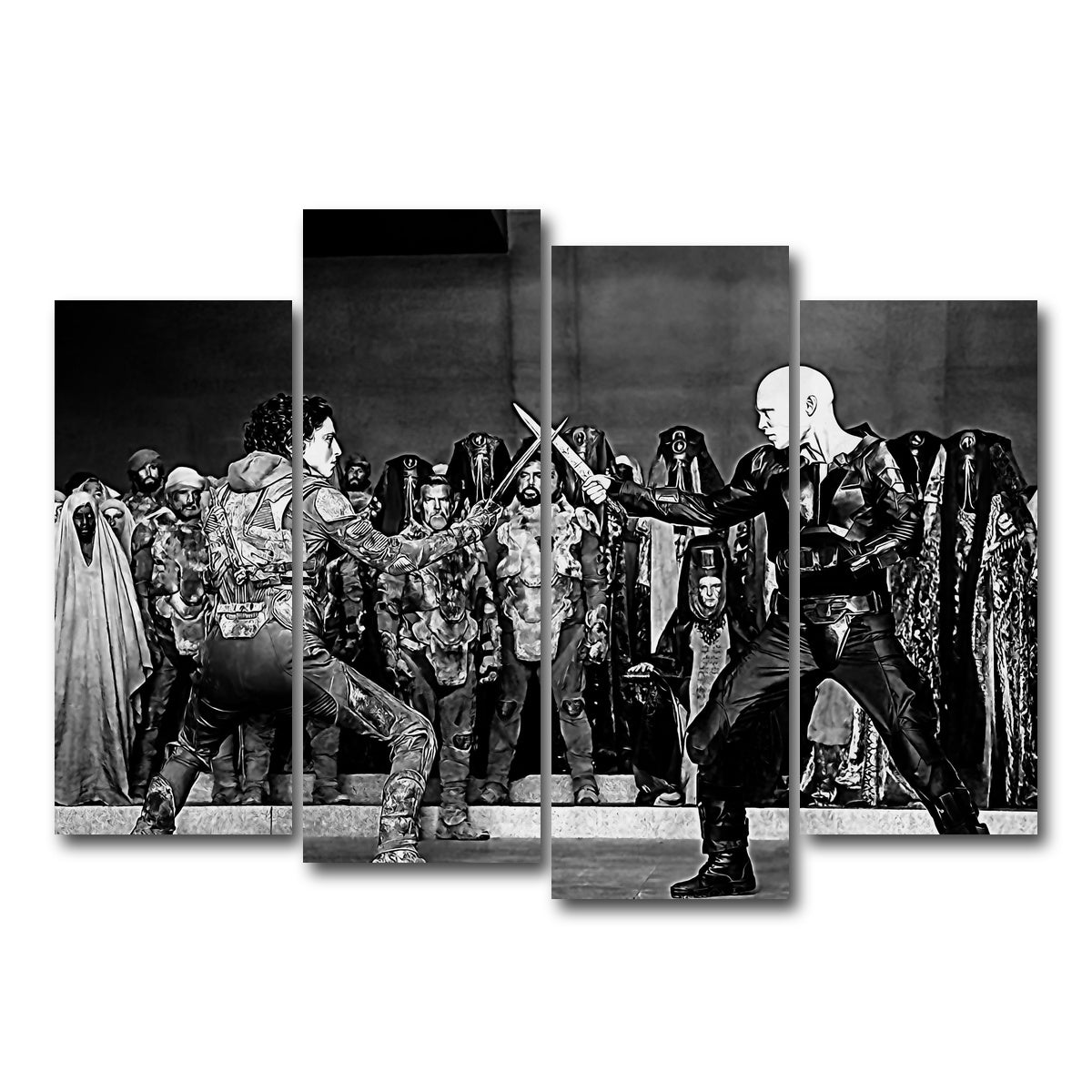 AUTO-MOCKUP WHITE | Paul Vs. Feyd Rautha Grayscale | 4 Piece | Gallery Wrap Canvas | group=4_normal