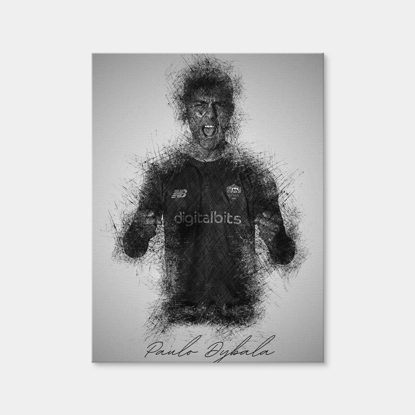 AUTO-MOCKUP WHITE | Paulo Dybala Sketch | 1 Piece | Gallery Wrap Canvas | group=3x4