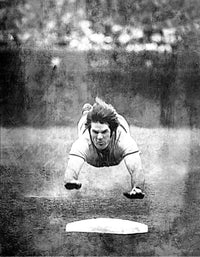 Pete Rose Slide Grayscale Wall Art