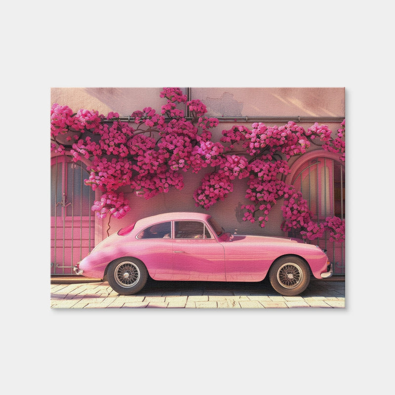 AUTO-MOCKUP WHITE | Pink Car and Flowers | 1 Piece | Gallery Wrap Canvas | group=4x3