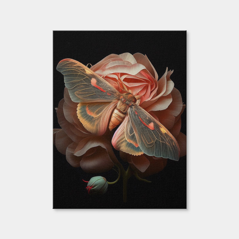 AUTO-MOCKUP WHITE | Pink Moth and Rose | 1 Piece | Gallery Wrap Canvas | group=3x4