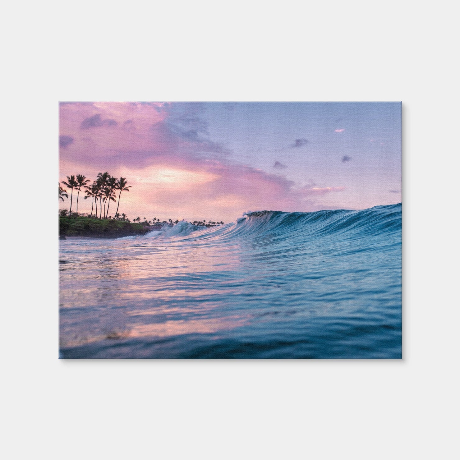 AUTO-MOCKUP WHITE | Pink Sunrise Blue Waves | 1 Piece | Gallery Wrap Canvas | group=4x3