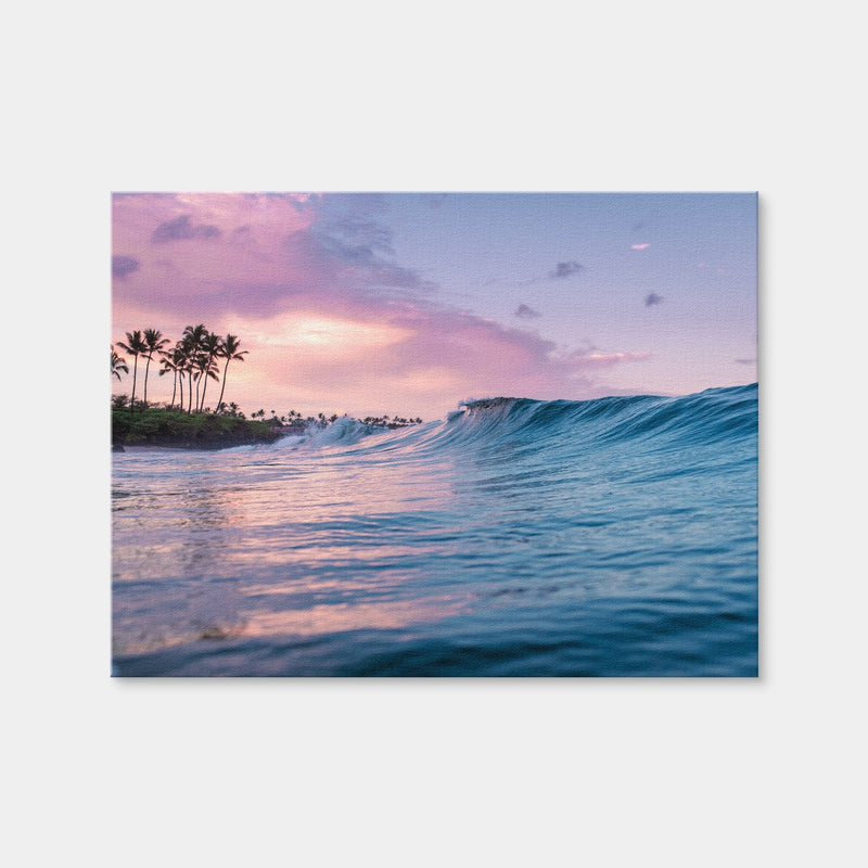 AUTO-MOCKUP WHITE | Pink Sunrise Blue Waves | 1 Piece | Gallery Wrap Canvas | group=4x3