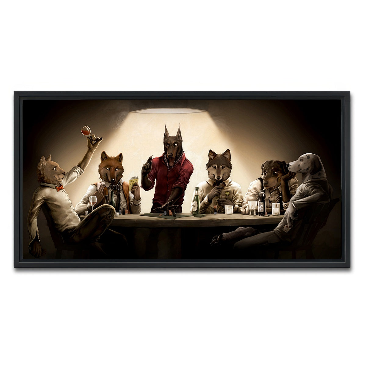 AUTO-MOCKUP WHITE | Poker Dogs | 1 Piece | Black Framed Canvas | group=2x1