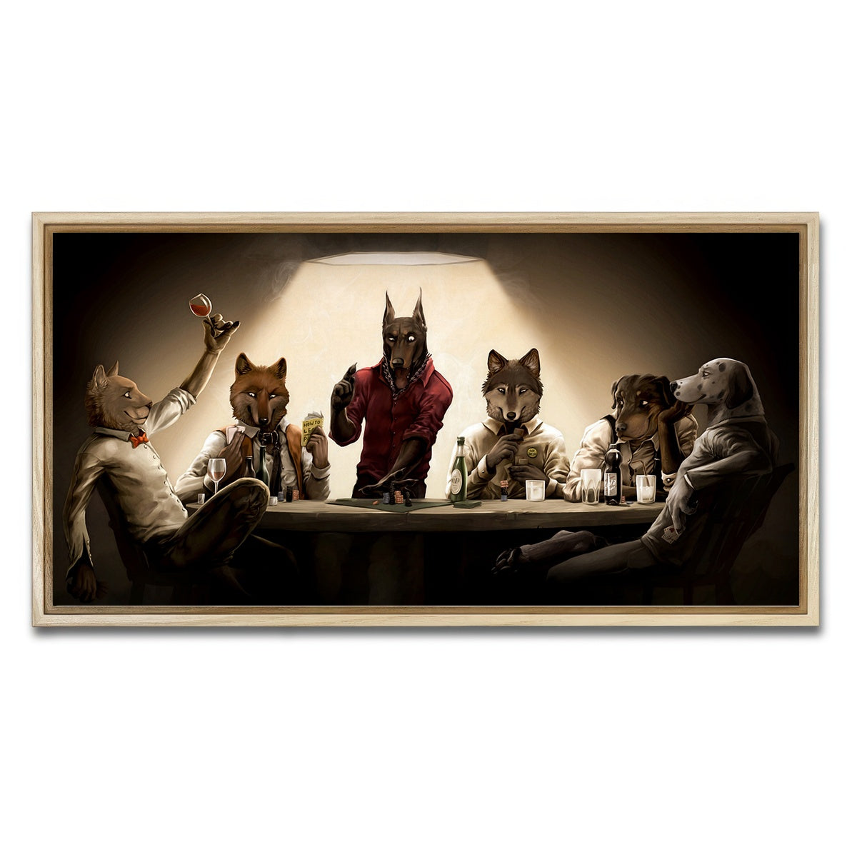 AUTO-MOCKUP WHITE | Poker Dogs | 1 Piece | Natural Framed Canvas | group=2x1