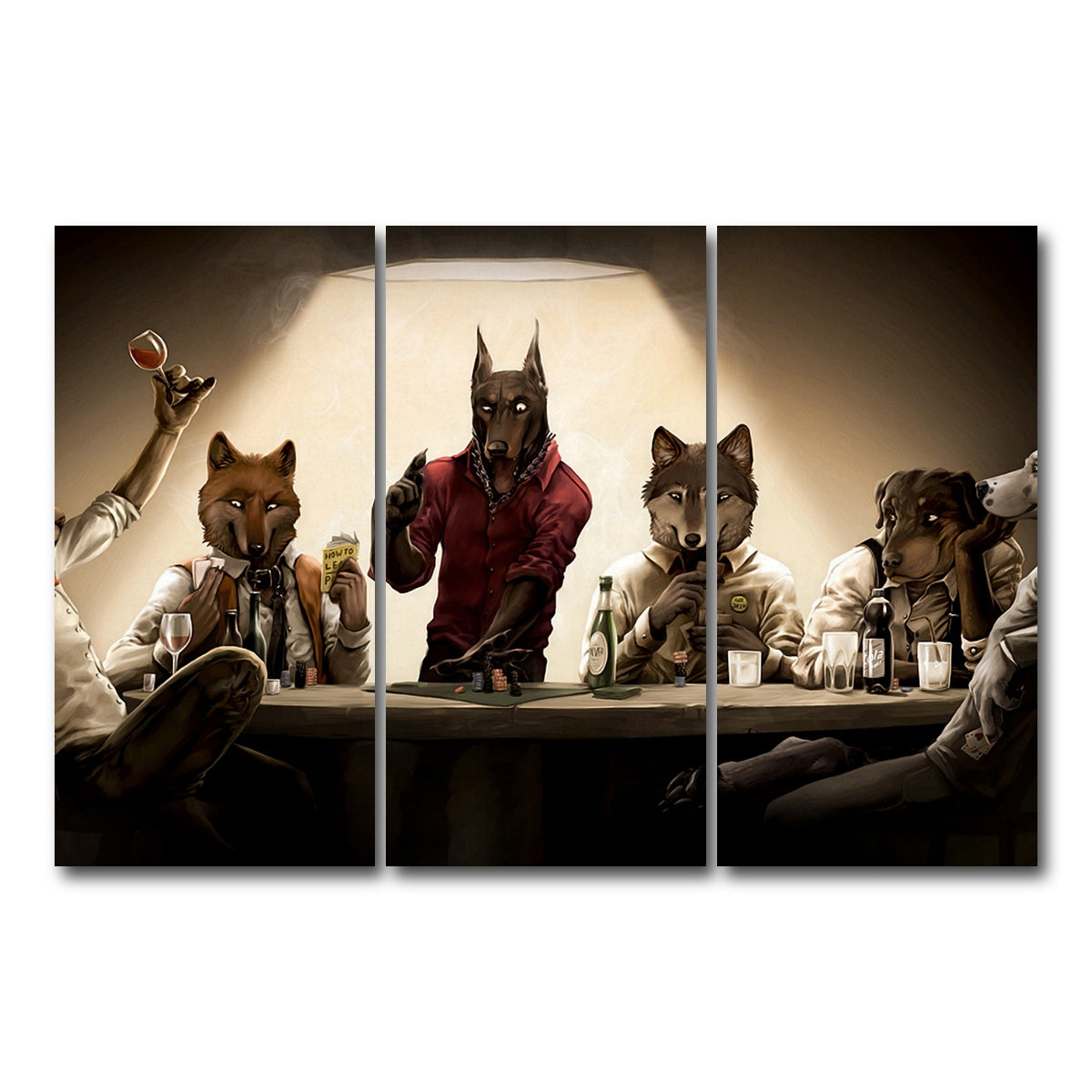 AUTO-MOCKUP WHITE | Poker Dogs | 3 Piece | Gallery Wrap Canvas | group=12x24