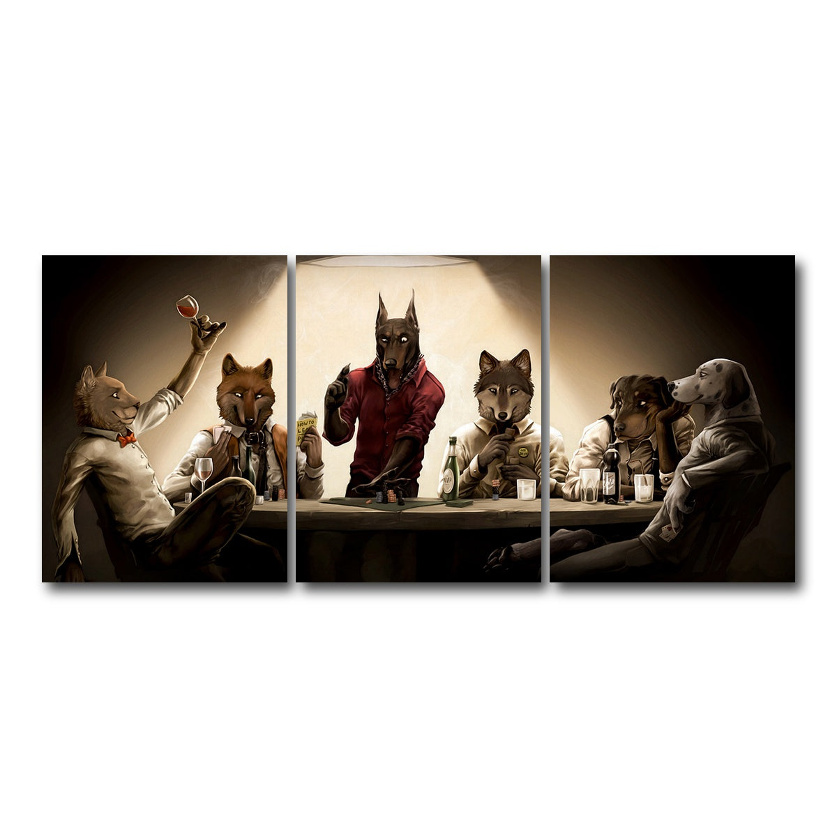AUTO-MOCKUP WHITE | Poker Dogs | 3 Piece | Gallery Wrap Canvas | group=18x24