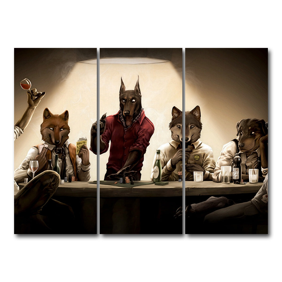 AUTO-MOCKUP WHITE | Poker Dogs | 3 Piece | Gallery Wrap Canvas | group=8x18