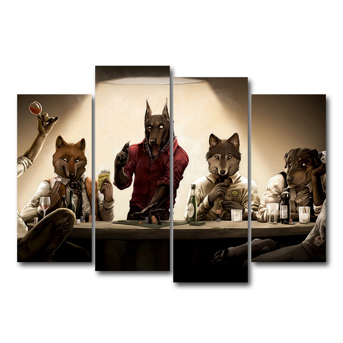 AUTO-MOCKUP WHITE | Poker Dogs | 4 Piece | Gallery Wrap Canvas | group=4_normal