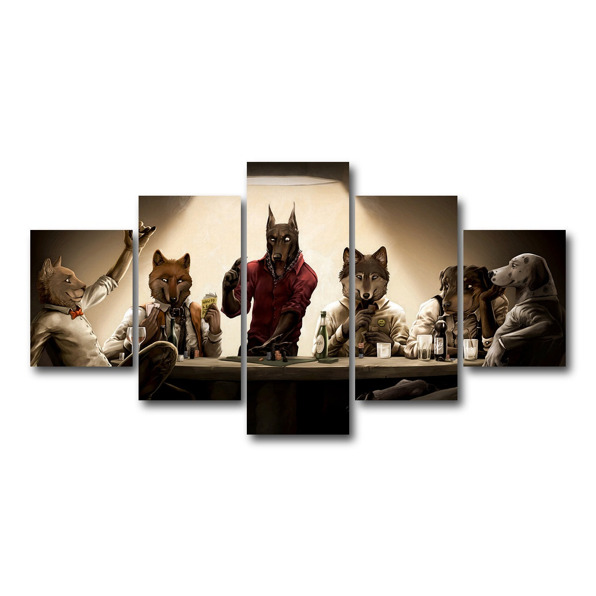 AUTO-MOCKUP WHITE | Poker Dogs | 5 Piece | Gallery Wrap Canvas | group=5_short