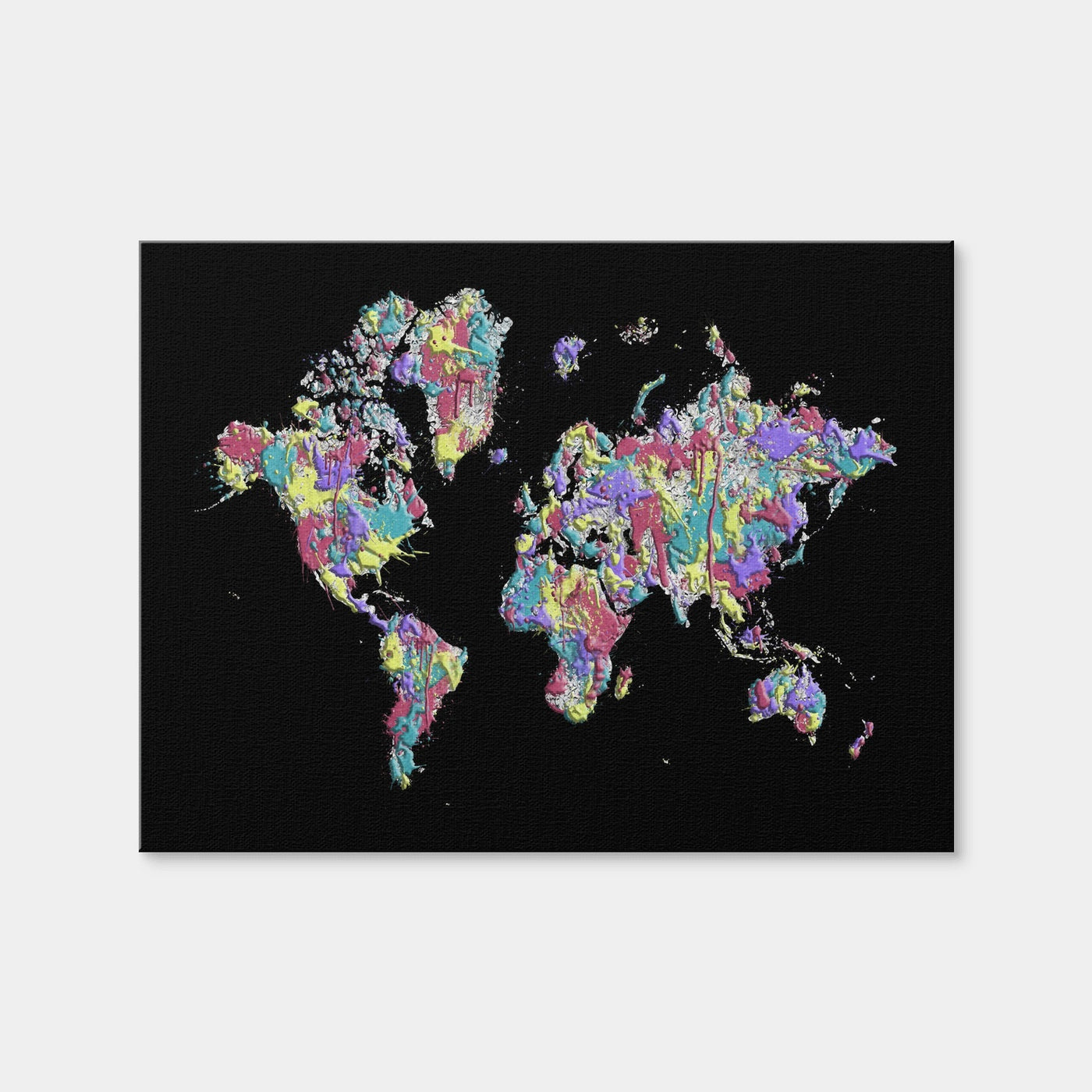 AUTO-MOCKUP WHITE | Pop Art World Map - Black | 1 Piece | Gallery Wrap Canvas | group=4x3