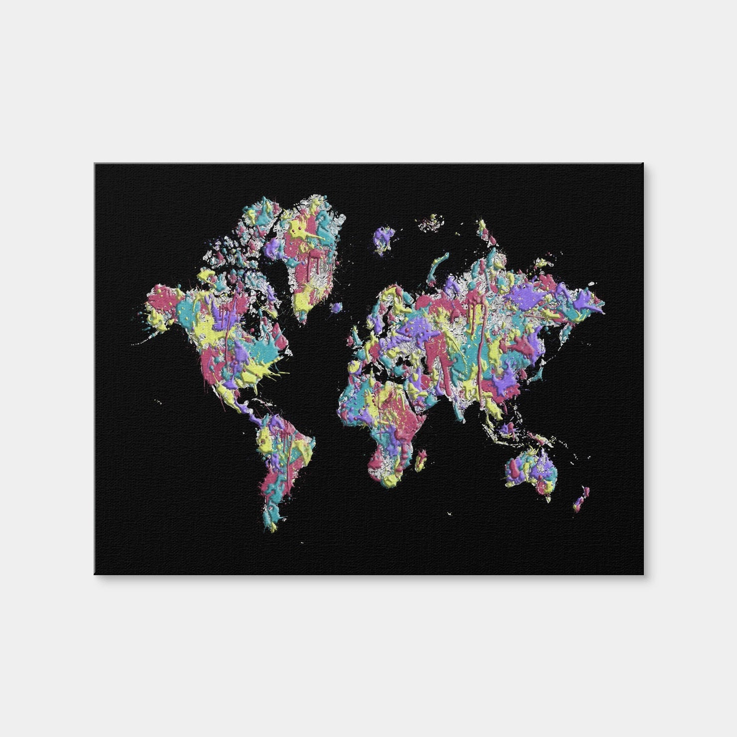 AUTO-MOCKUP WHITE | Pop Art World Map - Black | 1 Piece | Gallery Wrap Canvas | group=4x3