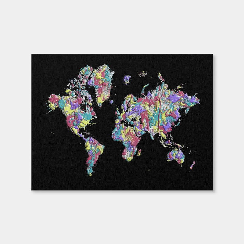 AUTO-MOCKUP WHITE | Pop Art World Map - Black | 1 Piece | Gallery Wrap Canvas | group=4x3