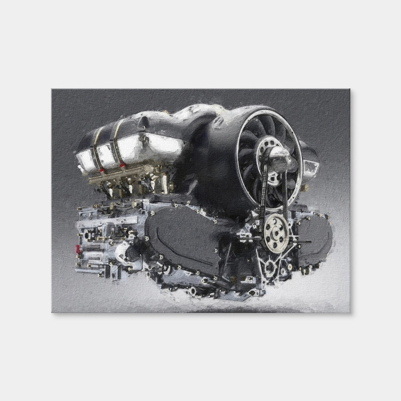AUTO-MOCKUP WHITE | Porsche 911 Engine | 1 Piece | Gallery Wrap Canvas | group=4x3