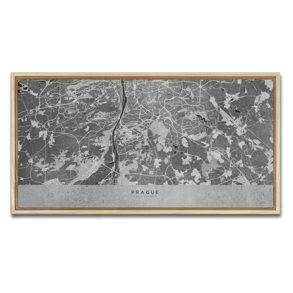 AUTO-MOCKUP WHITE | Prague Map 2 | 1 Piece | Natural Framed Canvas | group=2x1