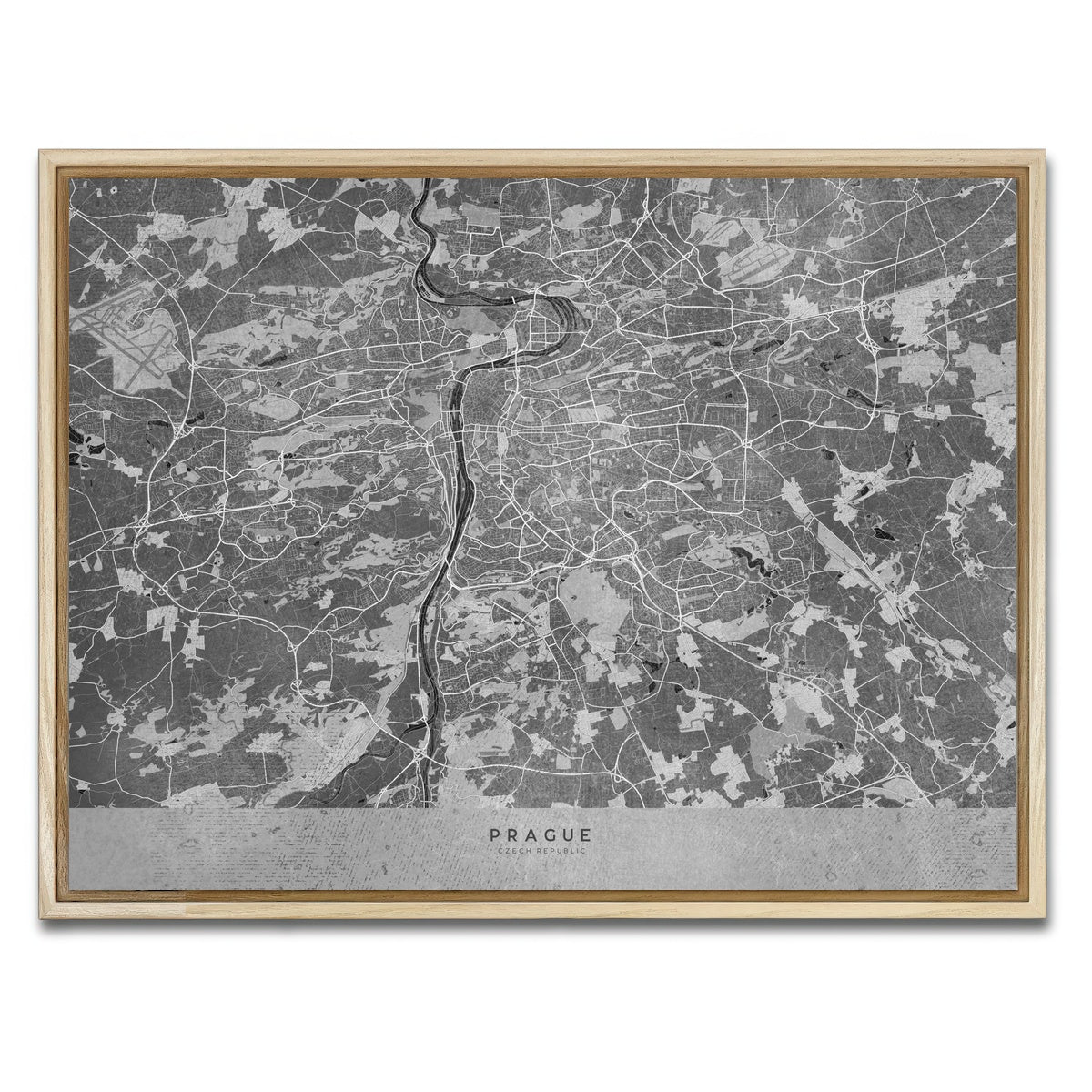 AUTO-MOCKUP WHITE | Prague Map 2 | 1 Piece | Natural Framed Canvas | group=4x3