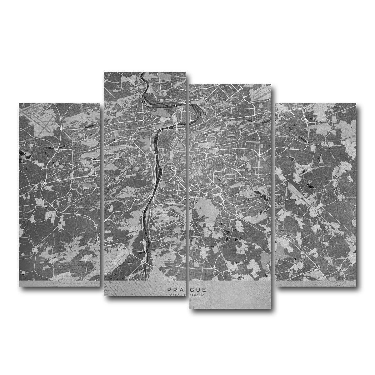 AUTO-MOCKUP WHITE | Prague Map 2 | 4 Piece | Gallery Wrap Canvas | group=4_normal