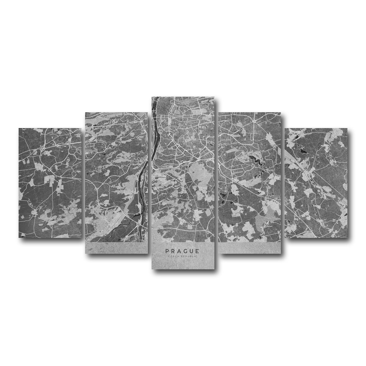 AUTO-MOCKUP WHITE | Prague Map 2 | 5 Piece | Gallery Wrap Canvas | group=5_normal