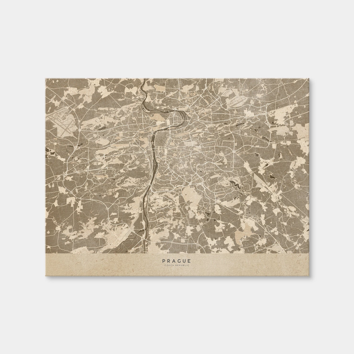 AUTO-MOCKUP WHITE | Prague Map | 1 Piece | Gallery Wrap | group=4x3