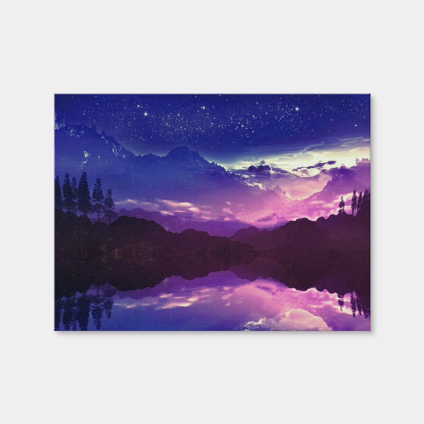 AUTO-MOCKUP WHITE | Purple Landscape Reflection | 1 Piece | Gallery Wrap | group=4x3